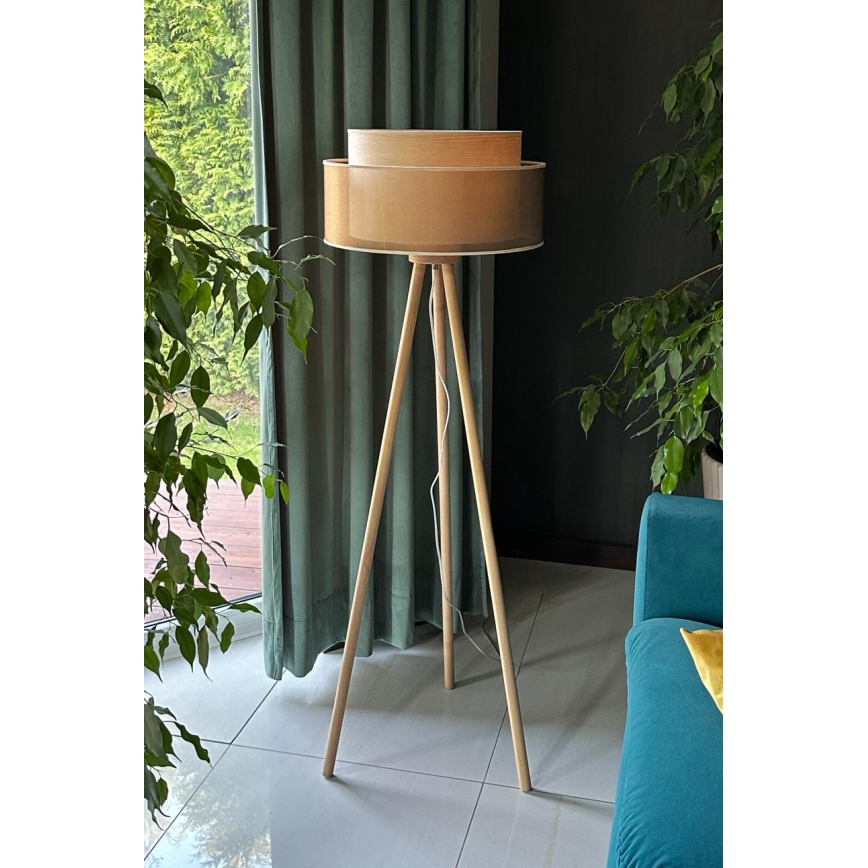 Duolla - Stehleuchte WOOD BOHO 1xE27/15W/230V d 45 cm kupfern/braun/beige