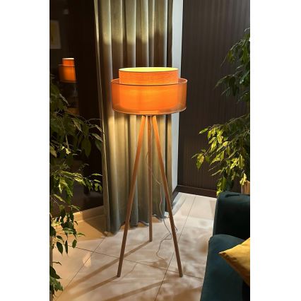 Duolla - Stehleuchte WOOD BOHO 1xE27/15W/230V d 45 cm kupfern/braun/beige