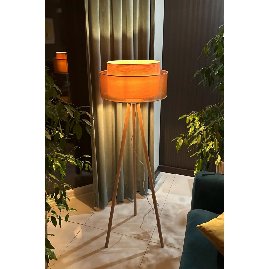 Duolla - Stehleuchte WOOD BOHO 1xE27/15W/230V d 45 cm kupfern/braun/beige