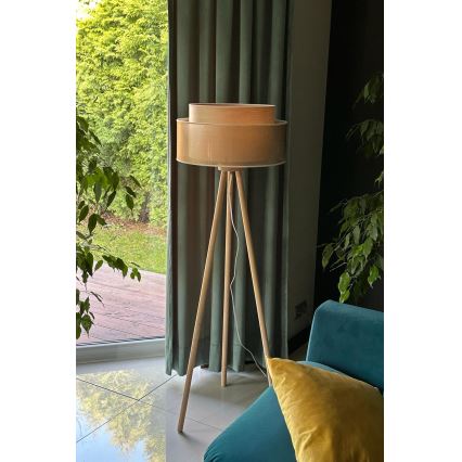 Duolla - Stehleuchte WOOD BOHO 1xE27/15W/230V d 45 cm kupfern/braun/beige