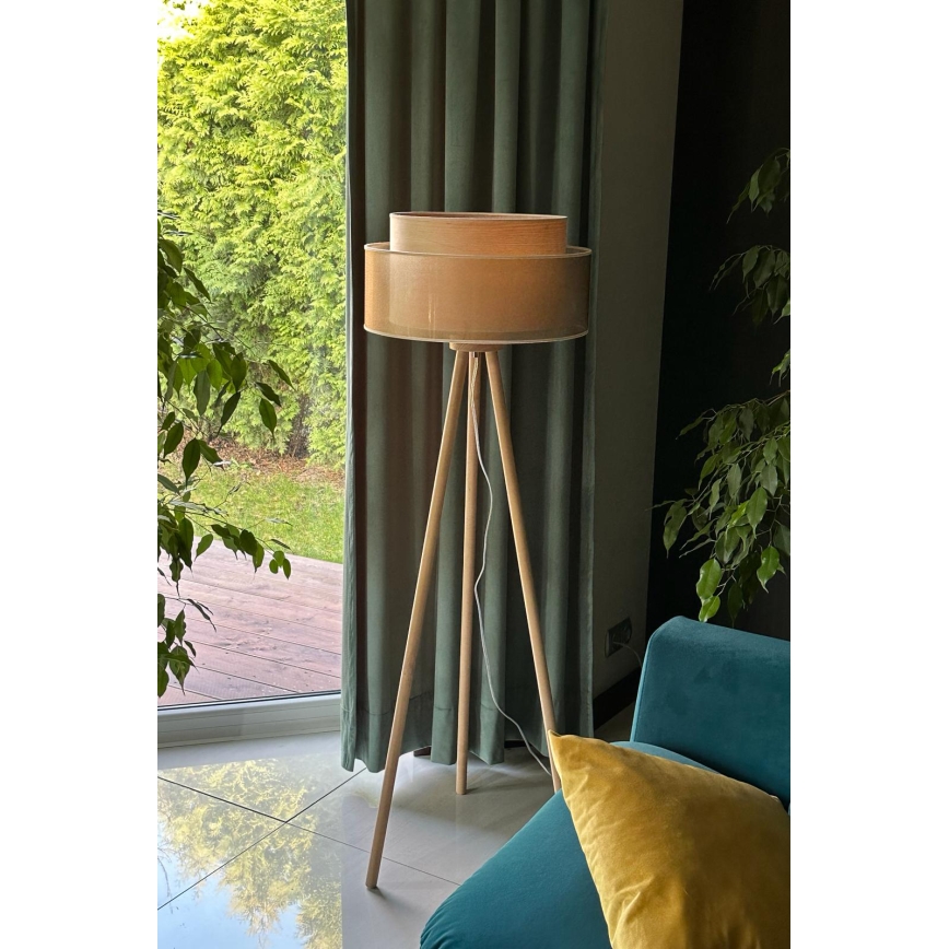 Duolla - Stehleuchte WOOD BOHO 1xE27/15W/230V d 45 cm kupfern/braun/beige