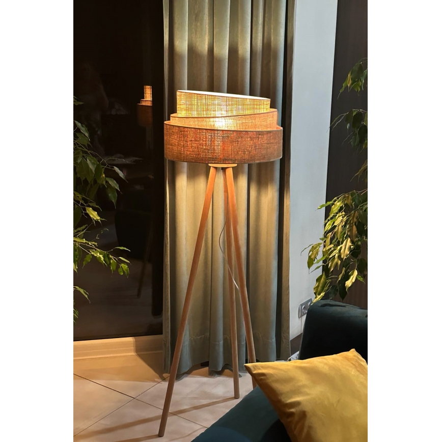 Duolla - Stehleuchte YUTE TRIO 1xE27/15W/230V d 45 cm braun/grau/beige