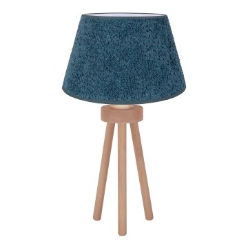 Duolla - Tischleuchte BOUCLE 1xE27/15W/230V d 28 cm türkisfarben/Holz