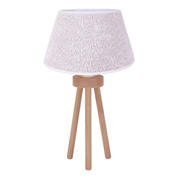 Duolla - Tischleuchte BOUCLE 1xE27/15W/230V d 28 cm weiß/Holz