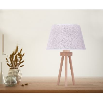 Duolla - Tischleuchte BOUCLE 1xE27/15W/230V d 28 cm weiß/Holz