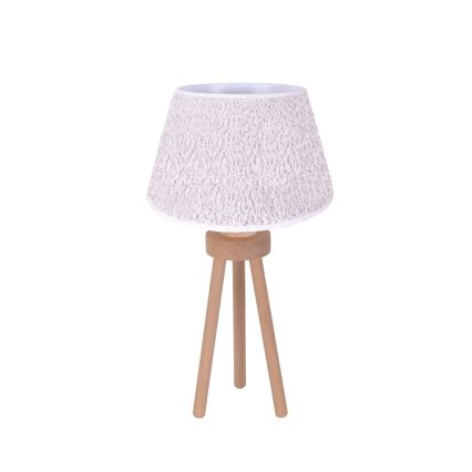 Duolla - Tischleuchte BOUCLE 1xE27/15W/230V d 28 cm weiß/Holz