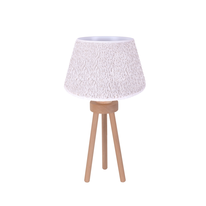 Duolla - Tischleuchte BOUCLE 1xE27/15W/230V d 28 cm weiß/Holz