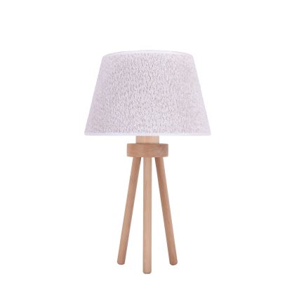 Duolla - Tischleuchte BOUCLE 1xE27/15W/230V d 28 cm weiß/Holz