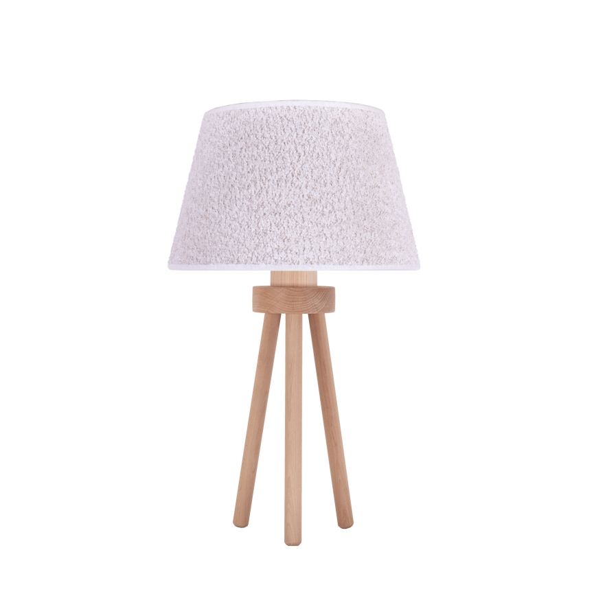 Duolla - Tischleuchte BOUCLE 1xE27/15W/230V d 28 cm weiß/Holz