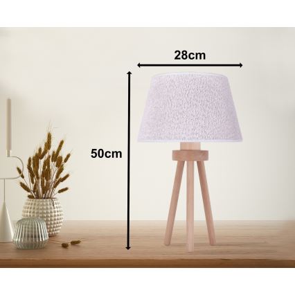 Duolla - Tischleuchte BOUCLE 1xE27/15W/230V d 28 cm weiß/Holz