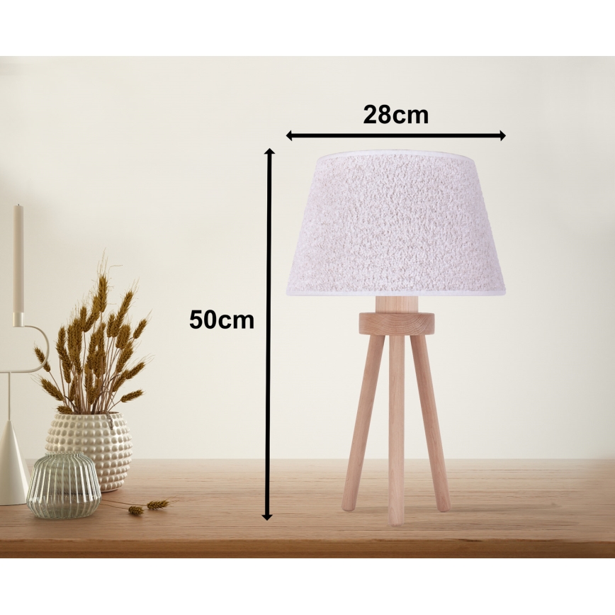 Duolla - Tischleuchte BOUCLE 1xE27/15W/230V d 28 cm weiß/Holz