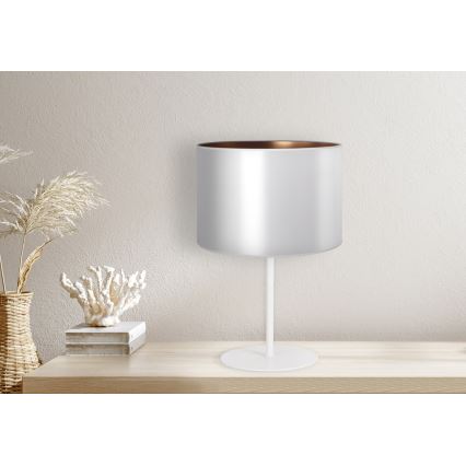 Duolla - Tischleuchte CANNES 1xE14/15W/230V d 20 cm silbern/kupfern/weiß