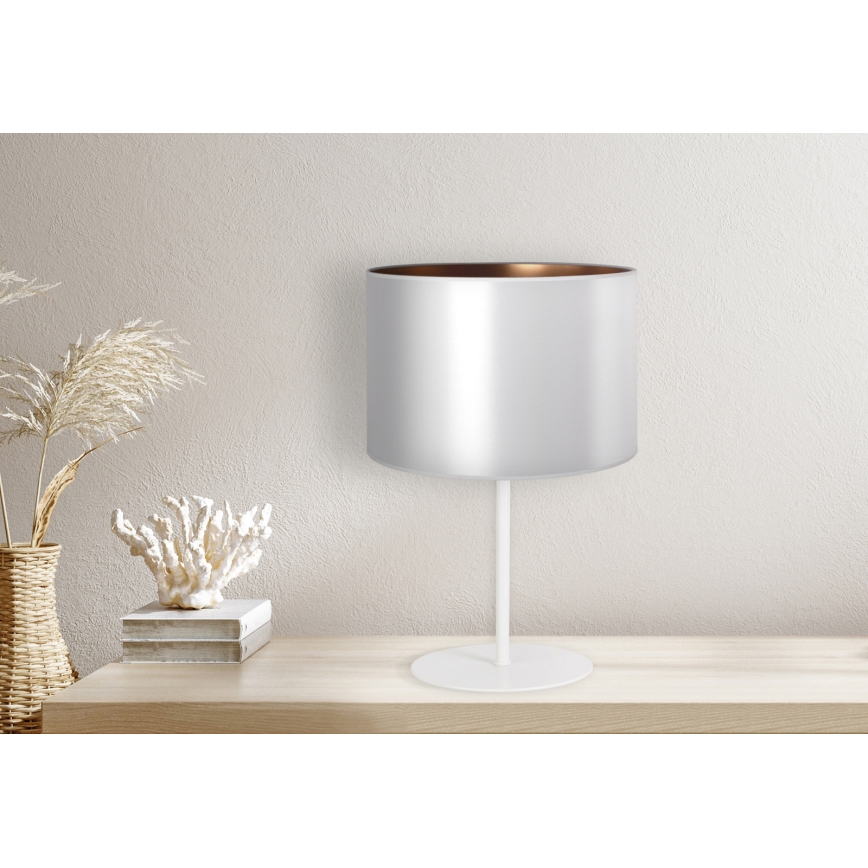 Duolla - Tischleuchte CANNES 1xE14/15W/230V d 20 cm silbern/kupfern/weiß