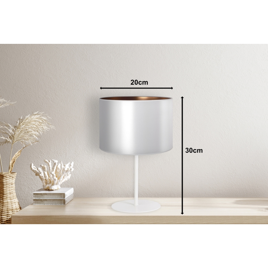Duolla - Tischleuchte CANNES 1xE14/15W/230V d 20 cm silbern/kupfern/weiß