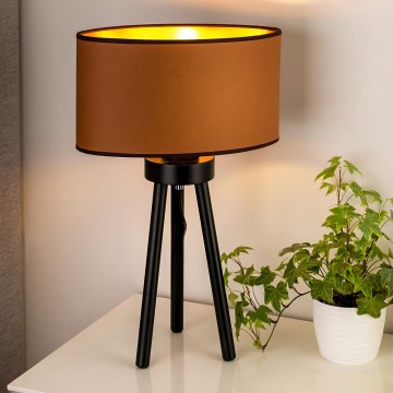 Duolla - Tischleuchte OVAL VEGAN 1xE27/15W/230V d 30 cm braun
