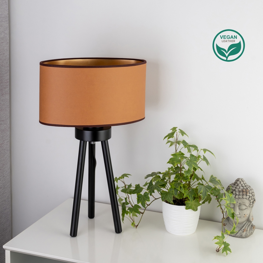Duolla - Tischleuchte OVAL VEGAN 1xE27/15W/230V d 30 cm braun