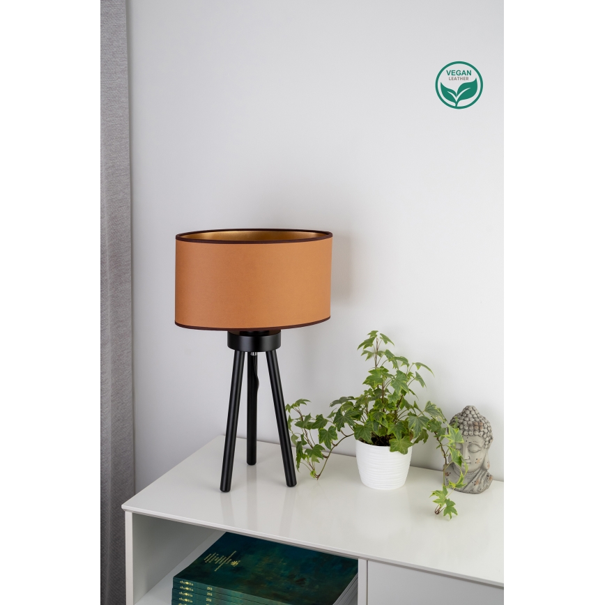 Duolla - Tischleuchte OVAL VEGAN 1xE27/15W/230V d 30 cm braun