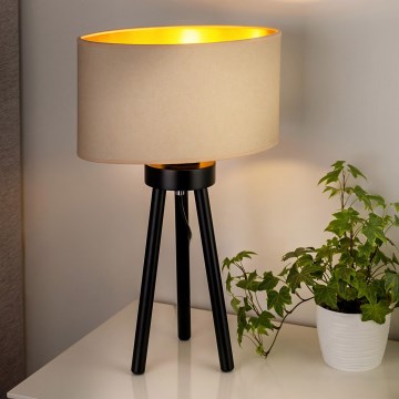 Duolla - Tischleuchte OVAL VEGAN 1xE27/15W/230V d 30 cm cremefarben