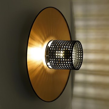 Duolla - Wandleuchte TOKYO RATTAN 1xE27/15W/230V d 50 cm golden/schwarz