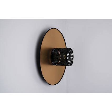 Duolla - Wandleuchte TOKYO RATTAN 1xE27/15W/230V d 50 cm golden/schwarz