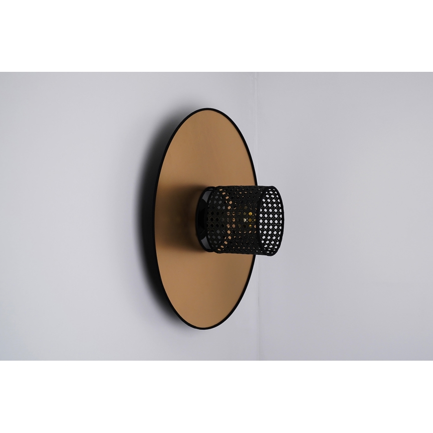 Duolla - Wandleuchte TOKYO RATTAN 1xE27/15W/230V d 50 cm golden/schwarz