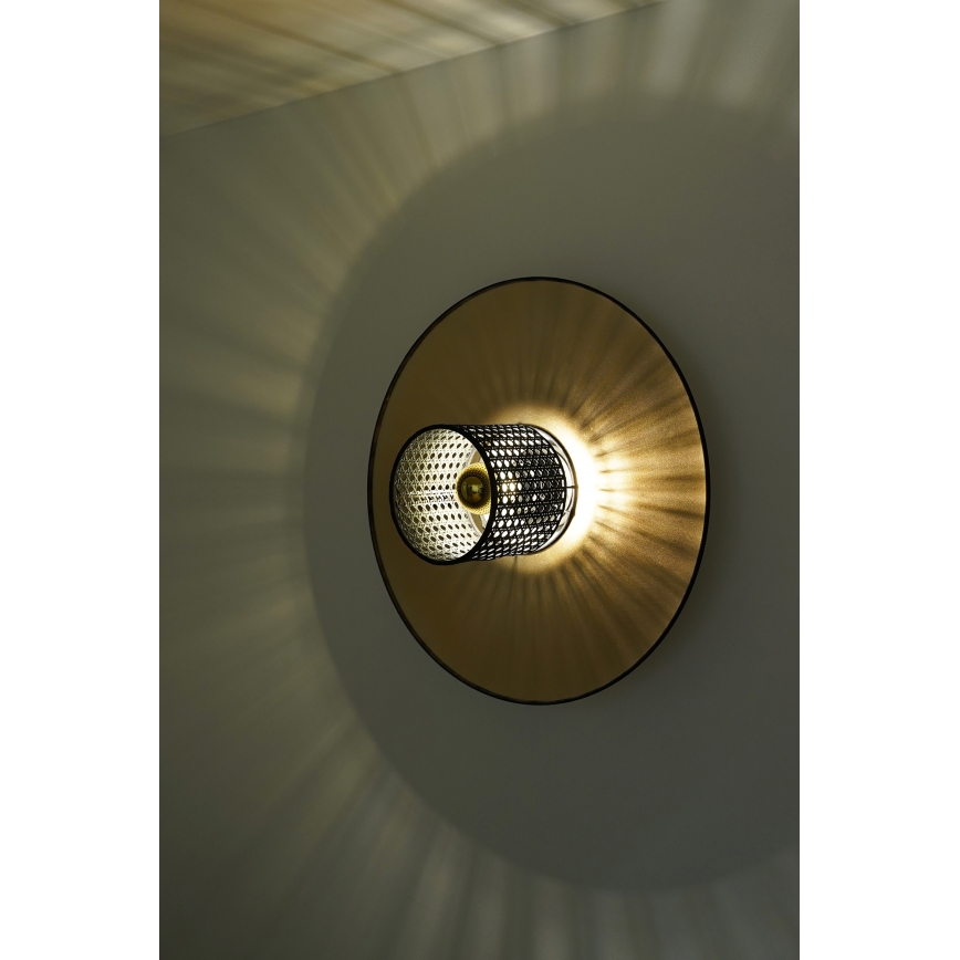 Duolla - Wandleuchte TOKYO RATTAN 1xE27/15W/230V d 50 cm golden/schwarz