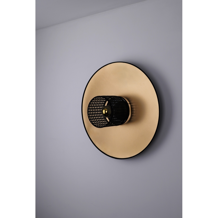 Duolla - Wandleuchte TOKYO RATTAN 1xE27/15W/230V d 50 cm golden/schwarz