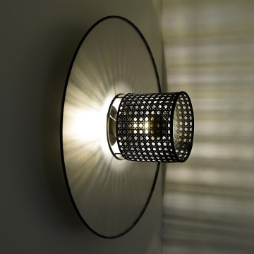 Duolla - Wandleuchte TOKYO RATTAN 1xE27/15W/230V d 50 cm silbern/schwarz