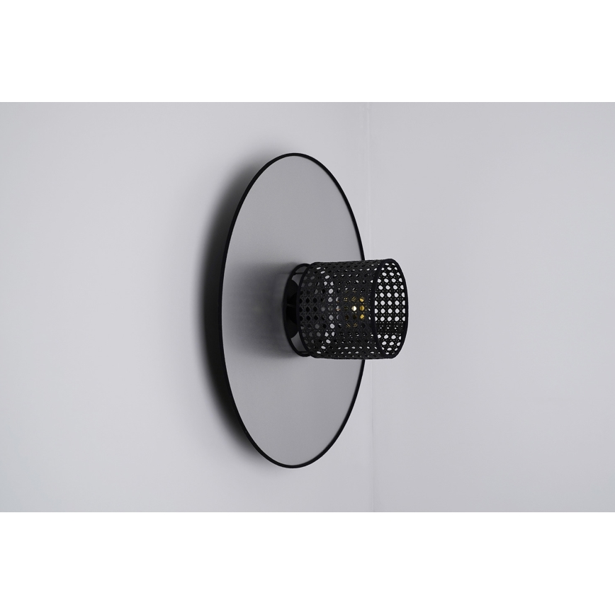 Duolla - Wandleuchte TOKYO RATTAN 1xE27/15W/230V d 50 cm silbern/schwarz