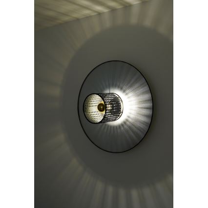Duolla - Wandleuchte TOKYO RATTAN 1xE27/15W/230V d 50 cm silbern/schwarz