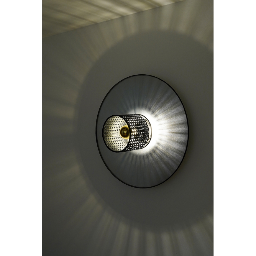 Duolla - Wandleuchte TOKYO RATTAN 1xE27/15W/230V d 50 cm silbern/schwarz