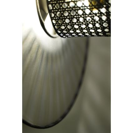 Duolla - Wandleuchte TOKYO RATTAN 1xE27/15W/230V d 50 cm silbern/schwarz