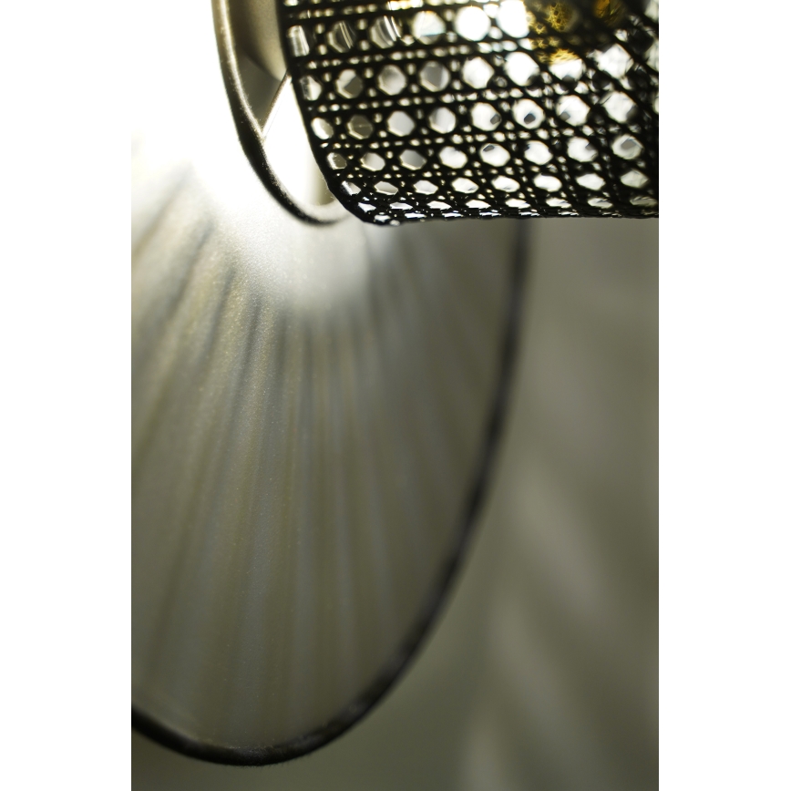 Duolla - Wandleuchte TOKYO RATTAN 1xE27/15W/230V d 50 cm silbern/schwarz