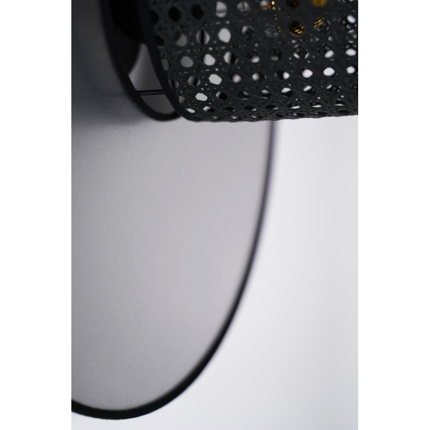 Duolla - Wandleuchte TOKYO RATTAN 1xE27/15W/230V d 50 cm silbern/schwarz