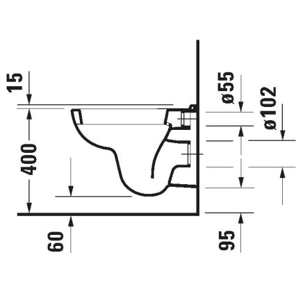 Duravit 22110900002 - Wand-WC D-CODE, Keramik, hochglänzend weiß