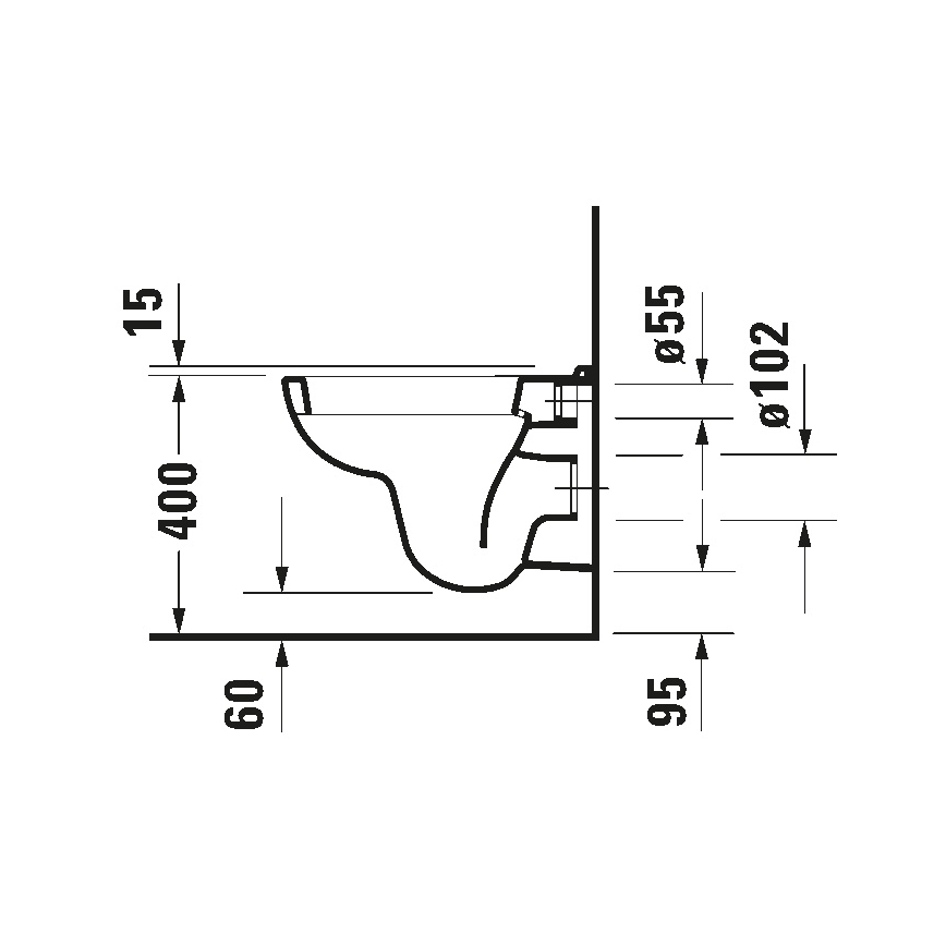 Duravit 22110900002 - Wand-WC D-CODE, Keramik, hochglänzend weiß