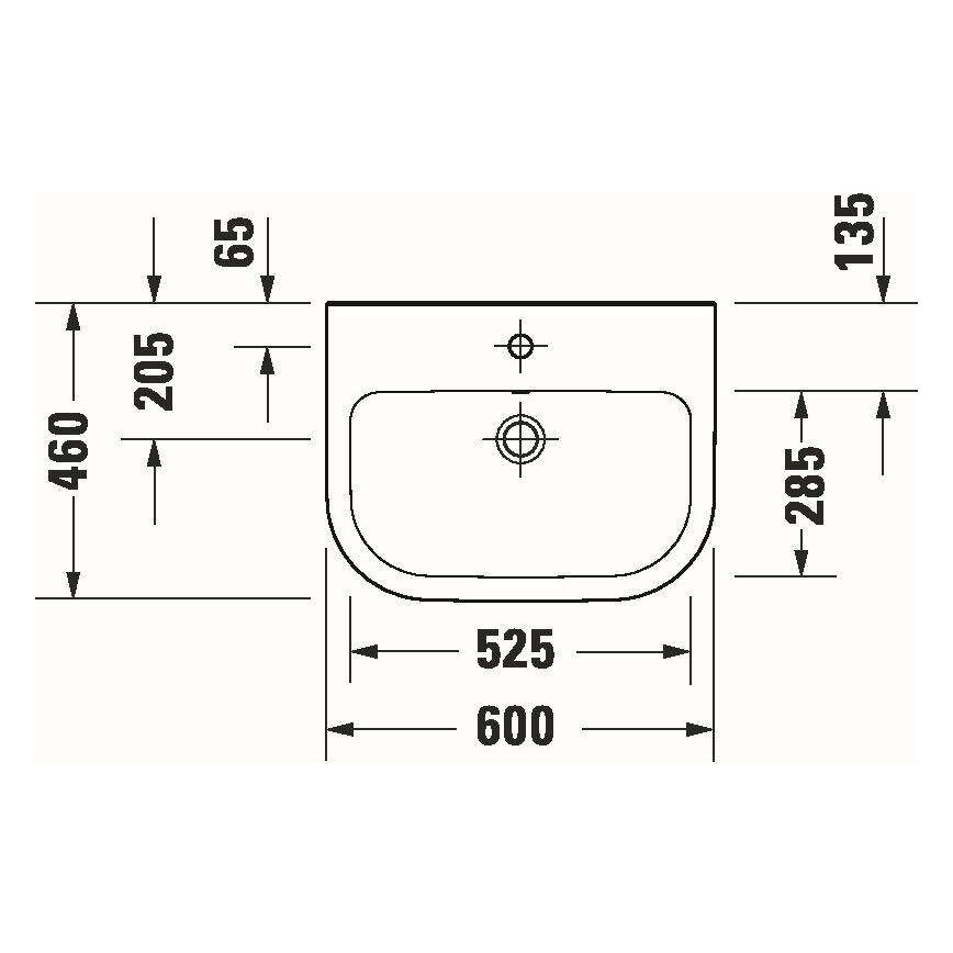 Duravit 23986000002 - Wandhängendes Waschbecken D-CODE 60x46 cm Keramik/glänzend weiß