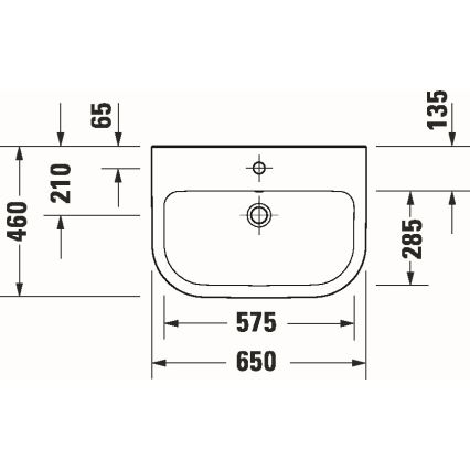 Duravit 23986500002 - Wandhängendes Waschbecken D-CODE 65 x 46 cm Keramik / glänzend weiß