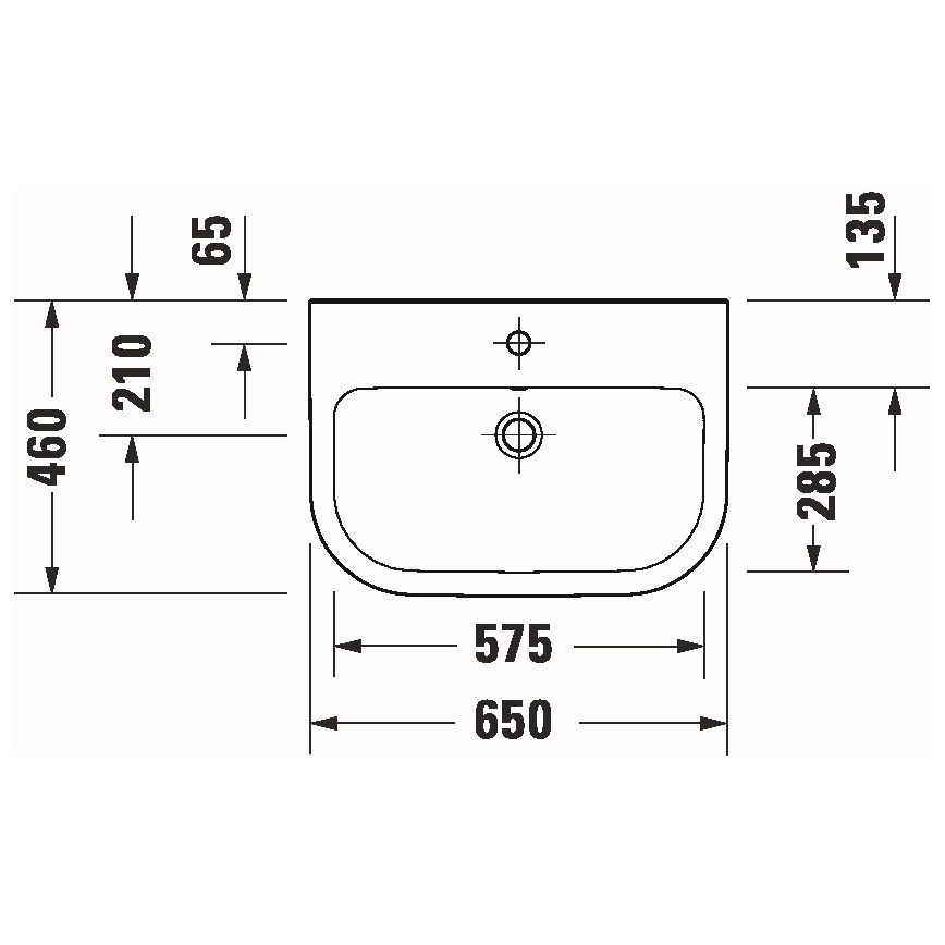 Duravit 23986500002 - Wandhängendes Waschbecken D-CODE 65 x 46 cm Keramik / glänzend weiß