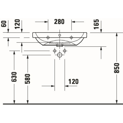 Duravit 23986500002 - Wandhängendes Waschbecken D-CODE 65 x 46 cm Keramik / glänzend weiß