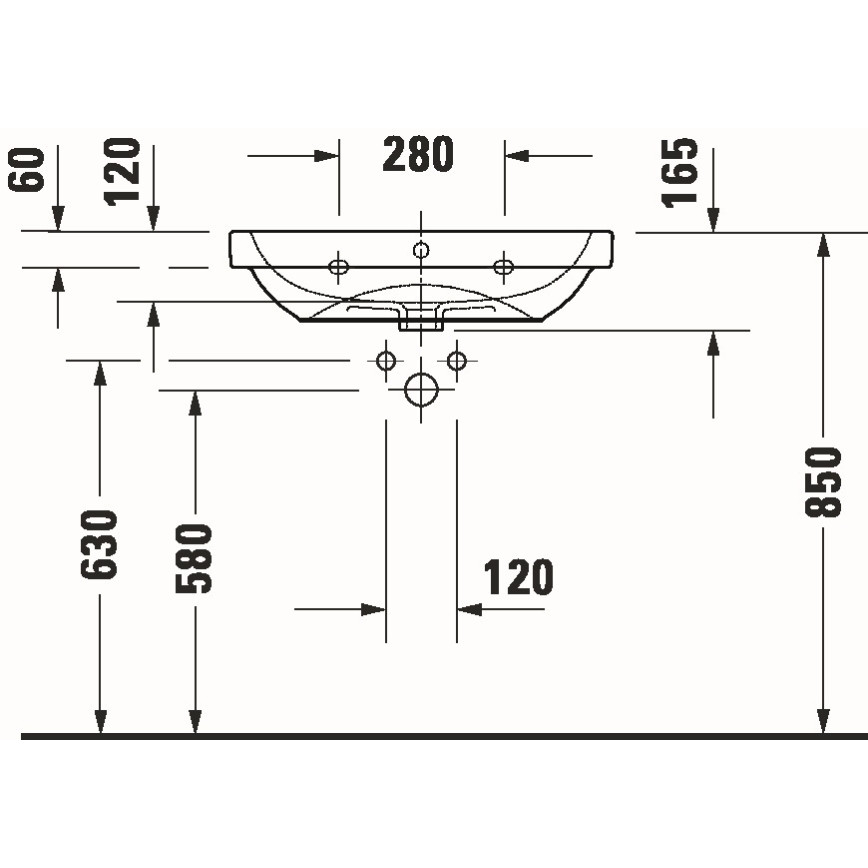 Duravit 23986500002 - Wandhängendes Waschbecken D-CODE 65 x 46 cm Keramik / glänzend weiß