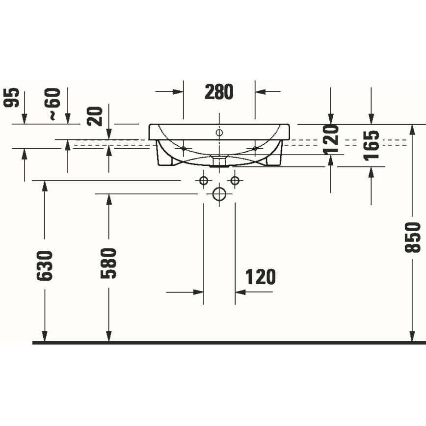 Duravit 24035500002 - Einbauwaschbecken D-CODE 55x45,5 cm Keramik/Glanzweiß