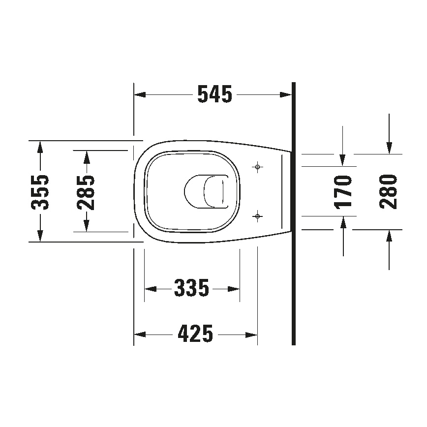 Duravit 25350900002 - D-CODE Hänge-WC, Keramik, glänzend weiß