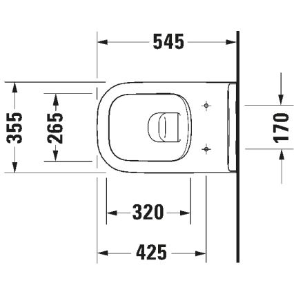 Duravit 25700920002 - Wandhängendes Rimless-WC D-CODE, Keramik, Hochglanzweiß