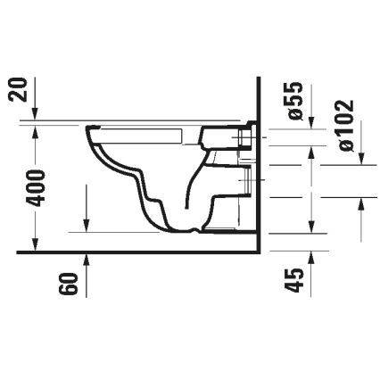 Duravit 25700920002 - Wandhängendes Rimless-WC D-CODE, Keramik, Hochglanzweiß