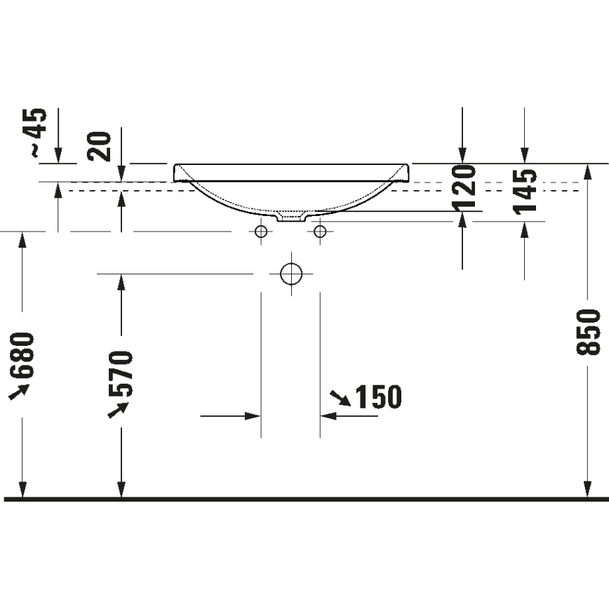 Duravit 358600079 - Einbauwaschbecken D-NEO 60x44 cm Keramik/Hochglanzweiß