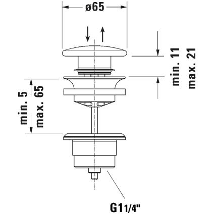 Duravit 50791300 - Waschbecken-Ablauf PUSH-OPEN Ø 6,5 cm matt-anthrazit