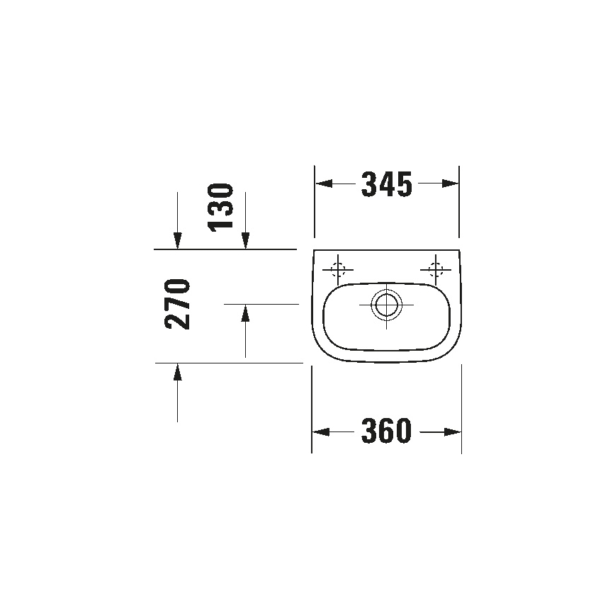 Duravit 7053600082 - Wandhängendes Waschbecken D-CODE 36x27 cm Keramik/glänzend weiß