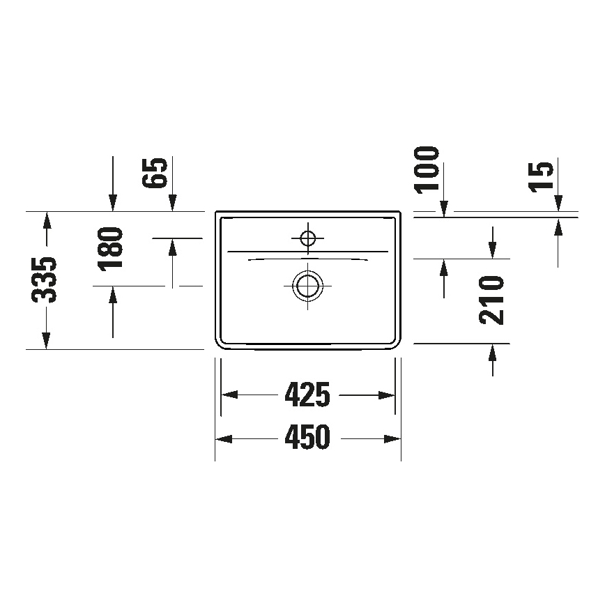 Duravit 738450041 - Hängendes Waschbecken D-NEO 45x33,5 cm Keramik/glänzend weiß