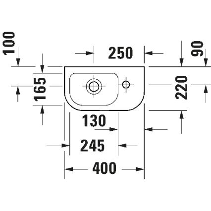 Duravit 7494000412 - Wandhängendes Waschbecken D-CODE 40 x 22 cm, Keramik / Hochglanzweiß